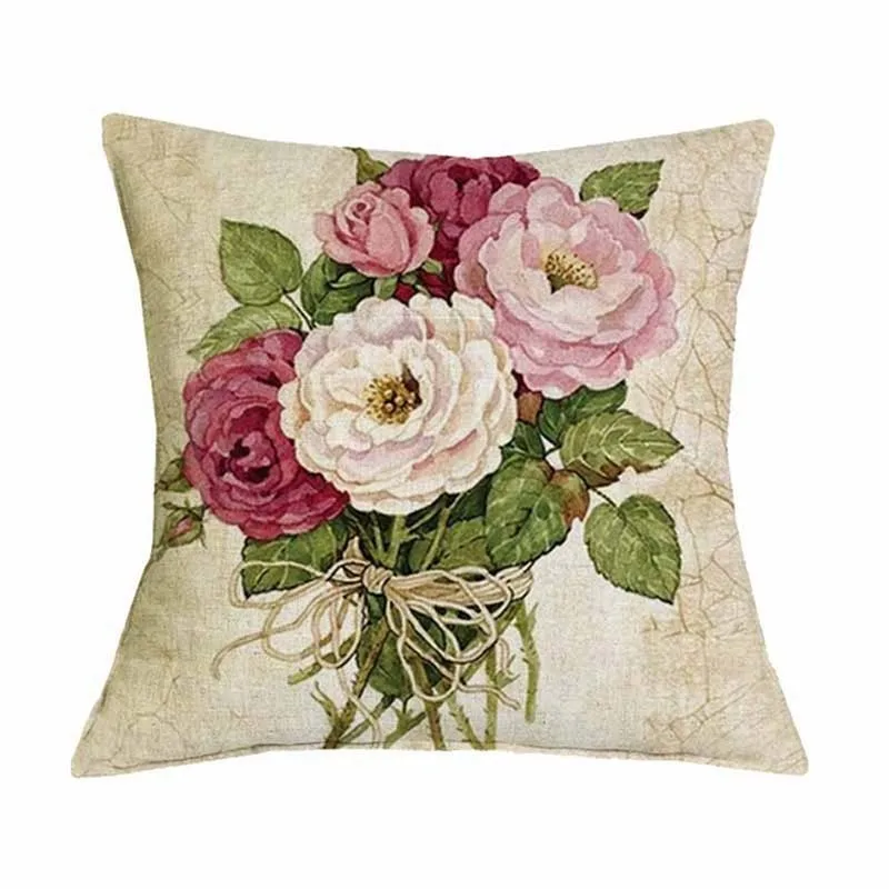 Provence Kissen Лавандовые декоративные подушки диванные чехлы винтажные подушки цветы Льняные декоративные подушки украшения для дома подушки - Цвет: 16