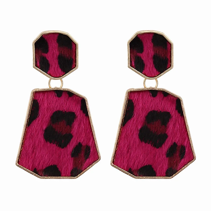 Необычные геометрические формы Леопардовый принт серьги капли украшения
