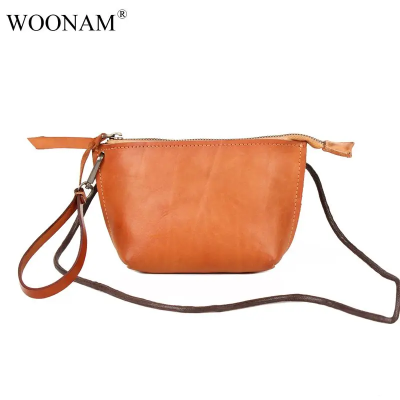 WOONAM Top скрытый растительный дубленый кожаный маленький клатч с ремешком на