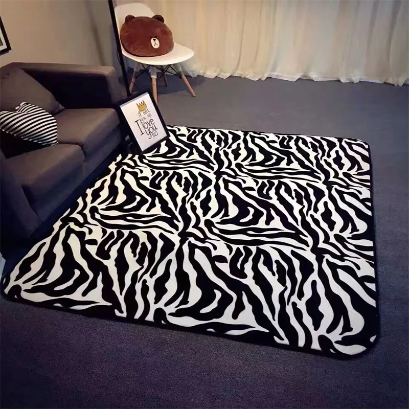 

Fashion Rhombus Cartoon Floor Bathroom Foot Yoga Play Mat Hallway Living Room Bedroom Decorative Carpet Area Rug Cat Zebra