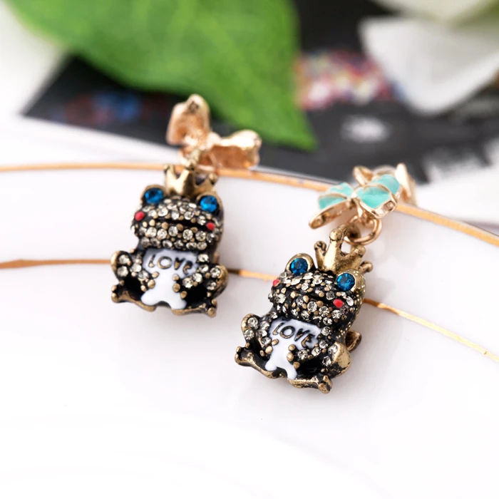 Женские Эмалевые Серьги-банты серьги лягушки с кристаллами | Украшения и