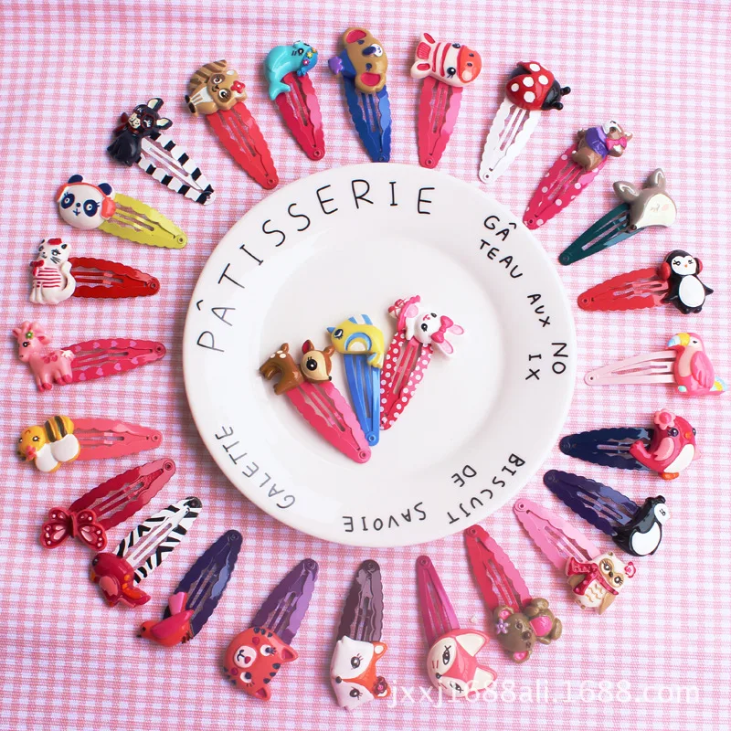 

Princess children headdress hairpin girls lovely cartoon animals PP clip Resin Color Sweet Hand Made Hair Clips For Girls 2PCS