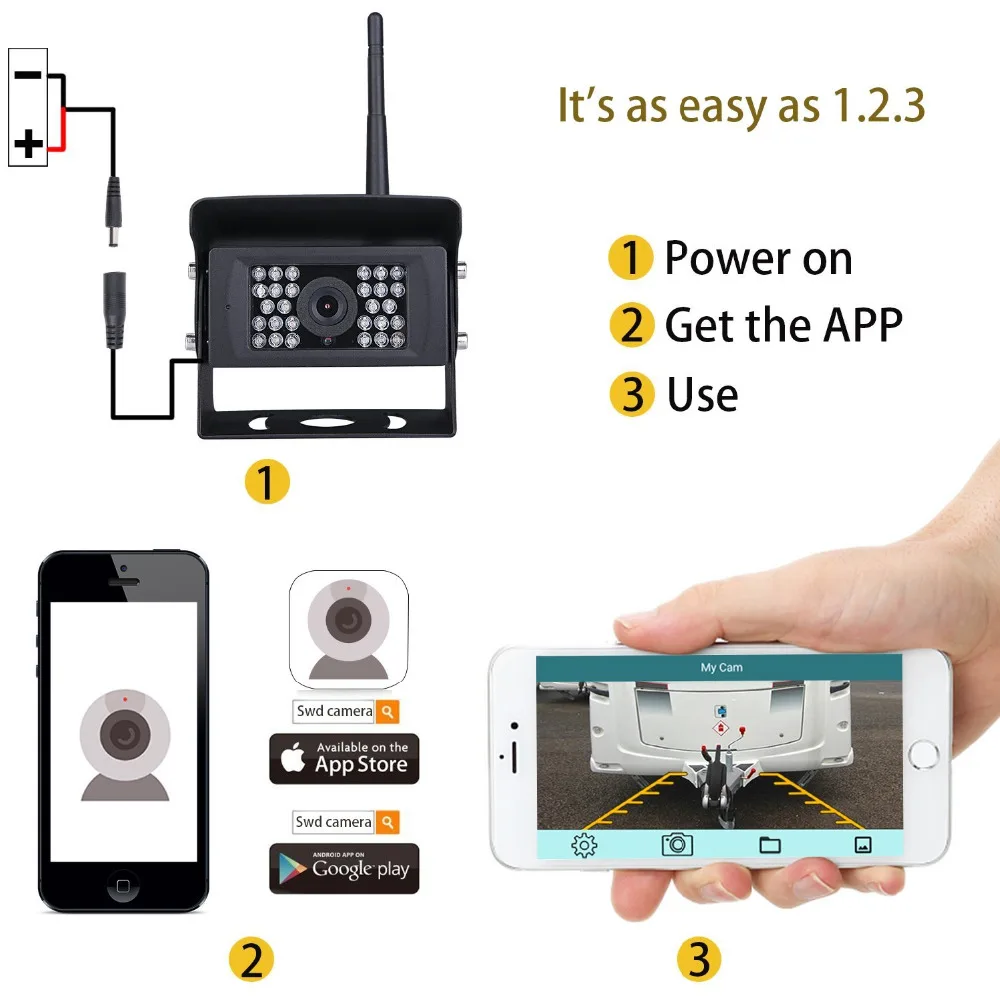 Podofo беспроводная Wifi Автомобильная резервная камера Heavy Duty 28 заднего вида со