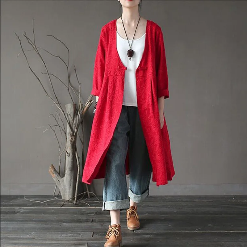 Женский однотонный тренчкот из хлопка и льна в винтажном стиле новинка 2017 модные