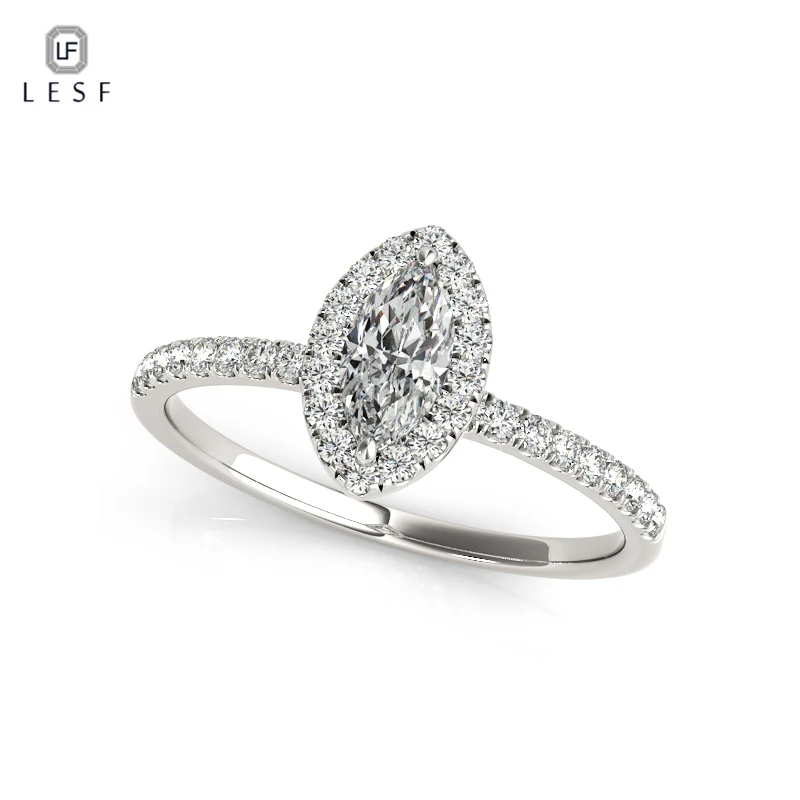 

LESF Trendy 925 Silver 1.2 ct Marquise Cut Engagement Ring Trendy Jewelry Brand Wedding Rings for Women