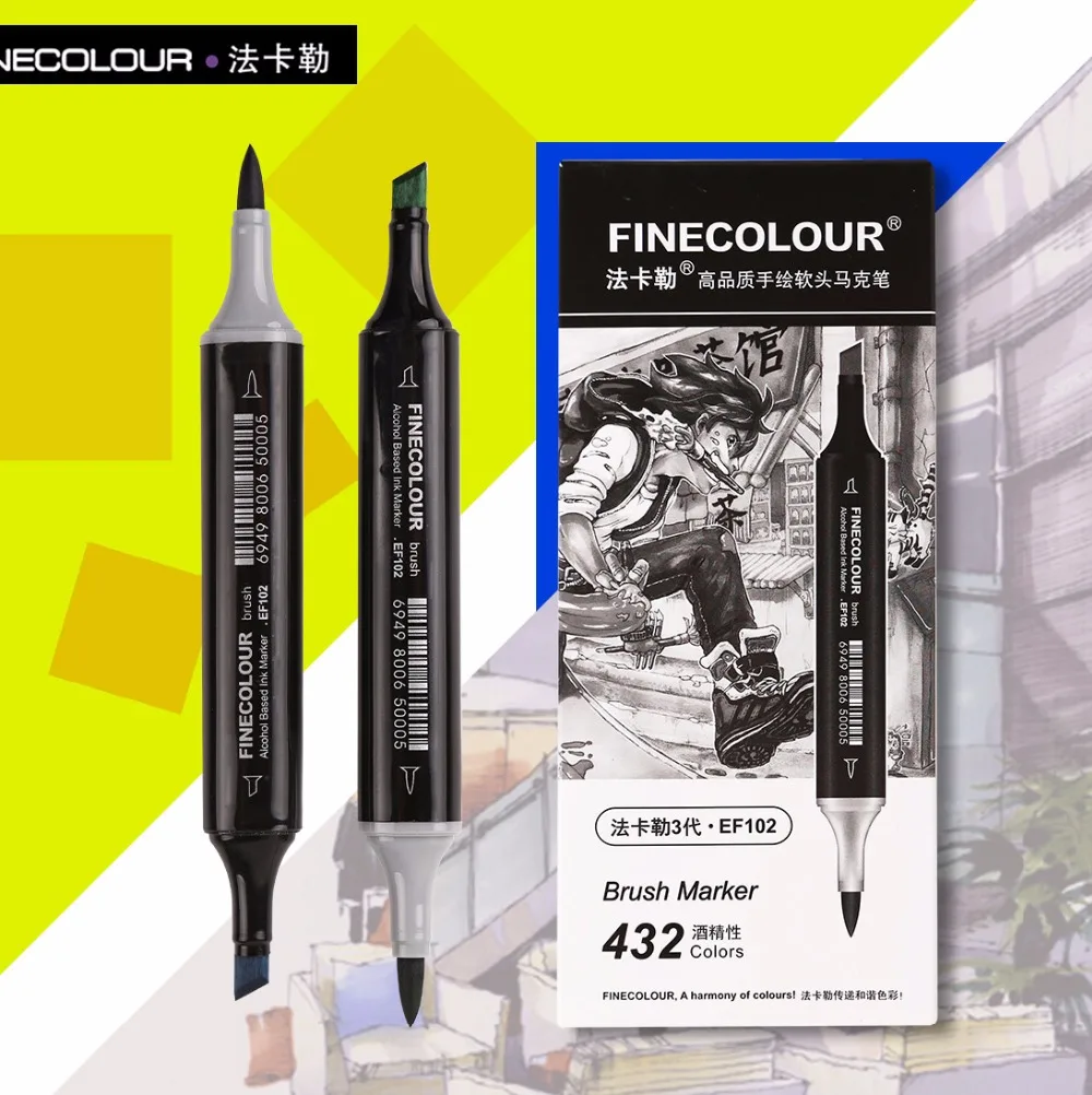 Finecolour EF102 щетка серого художественный маркер гибкий мягкий наконечник ручки 5/8/55 двухслойный чехол для смартфона с принтом Прохладный/теплый белый/натуральный/тон Серый маркеры нарисовать Render