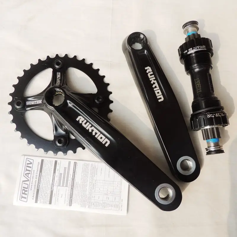 Crank bottom bracket RUKTION 104BCD 34T 8 скоростей 9 скоростей шатуны для велосипеда спуск Кривошип горного велосипеда сплайн Звездочка колеса XR подшипник вала - Цвет: Crank bottom bracket