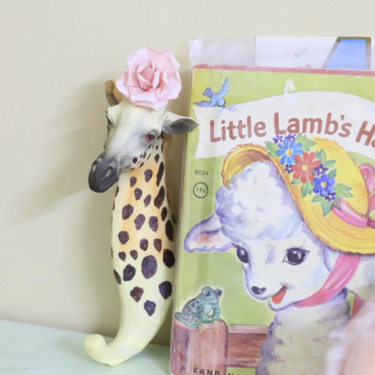 Творческий смолы Жираф настенные крючки Домашний декор ремесел украшения