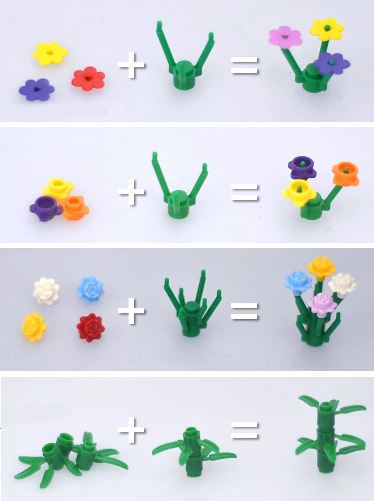 10 шт./лот 4 см куст кустарник DIY Кирпич Блок MOC запчасти трава растения дерево