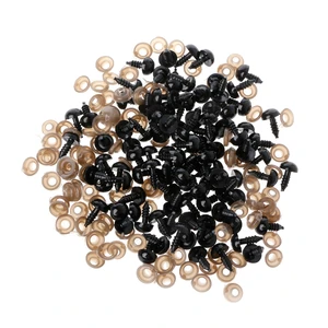 100 искусственные кукольные игрушечные глаза сделай сам, черные пластиковые безопасные глаза, кукла-марионетка с шайбами