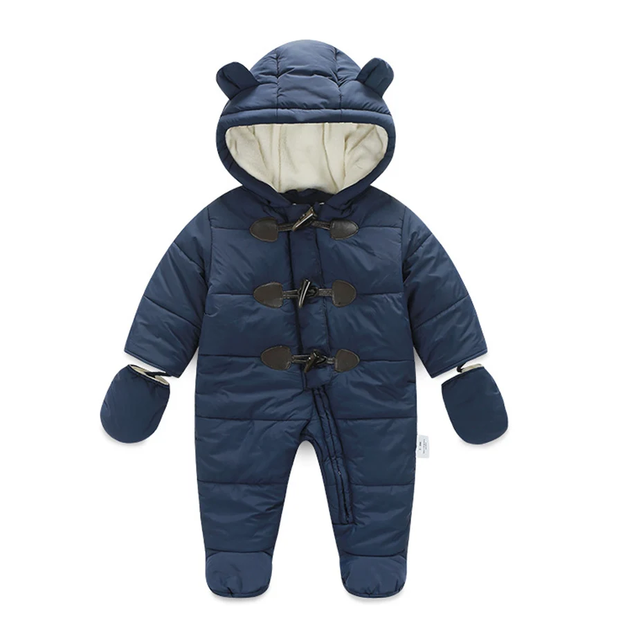Navy Blue IYEAL/зимняя детская одежда для малышей; комбинезоны для мальчиков и девочек; теплые утепленные комбинезоны с капюшоном для новорожденных; детская верхняя одежда - Цвет: Navy Blue