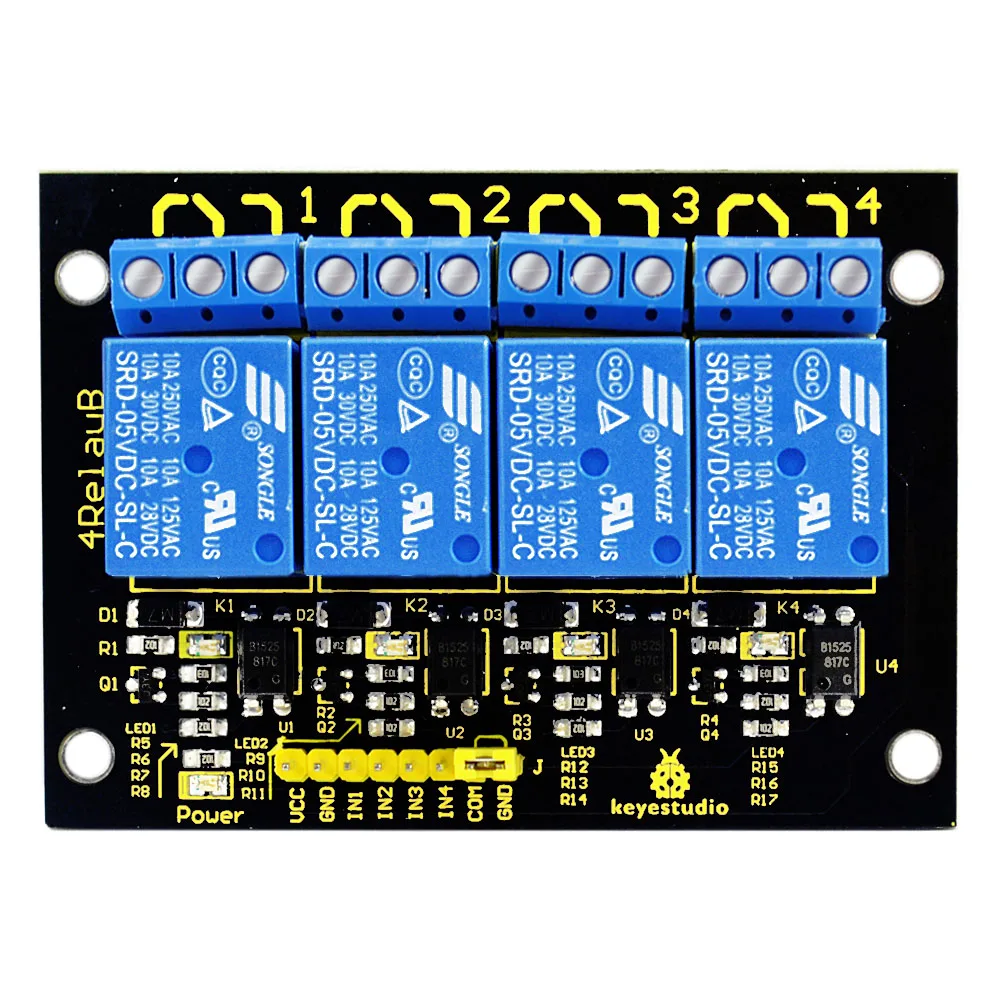 Бесплатная Доставка! Keyestudio 5V 4 канальный Релейный модуль для Arduino|relay module|module 5v2016 new