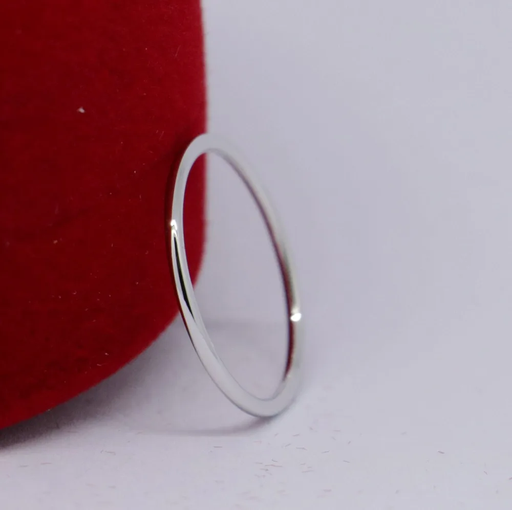 Однотонное штабелируемое кольцо из стерлингового серебра 925 пробы длиной 1 мм |