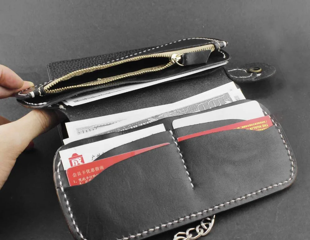 Черный Байкерский мотоциклетный кошелек с длинной цепочкой из металла|leather wallet