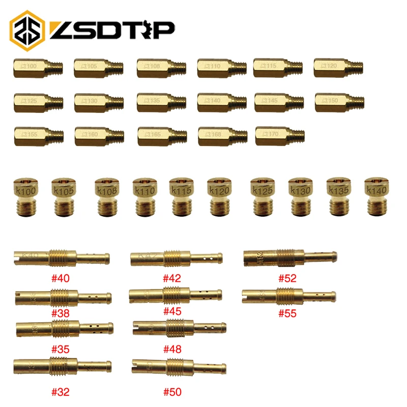 ZSDTRP 10 шт. карбюратор для мотоцикла, основной комплект струи, набор, медленная/пилотная струя, форсунки для PWK PE Mikuni OKO Keihin KOSO Carb