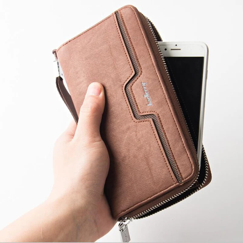 Baellerry Casual Leather Long Wallet Men Walet Male Clutch Zipper Wallets Men Phone Purse Money Bag Coin Pocket Card Holder