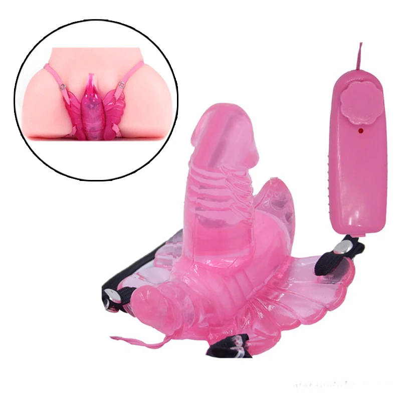 Носимый фаллоимитатор бабочка вибратор трусики для взрослых ремешок точки G