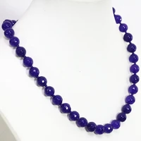 high quality purple chalcedony jades stone faceted round beads 8mm 10mm delicate necklace hot sale chain jewelry 18inch b1450