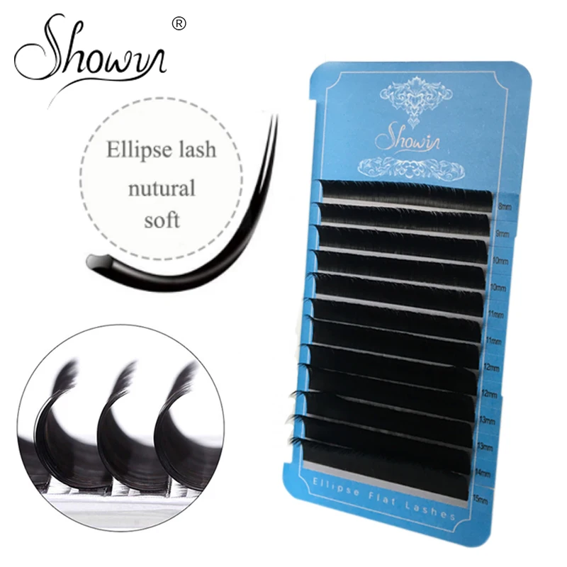 Eyelash Extension Mink Elllipse Flat Individual False Eyelashes Split Tips Shaped Lashes Extensions | Красота и здоровье