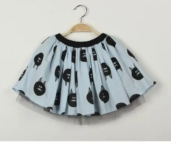 5 шт./лот юбка для маленьких девочек детская одежда синие юбки с принтом кота От 2
