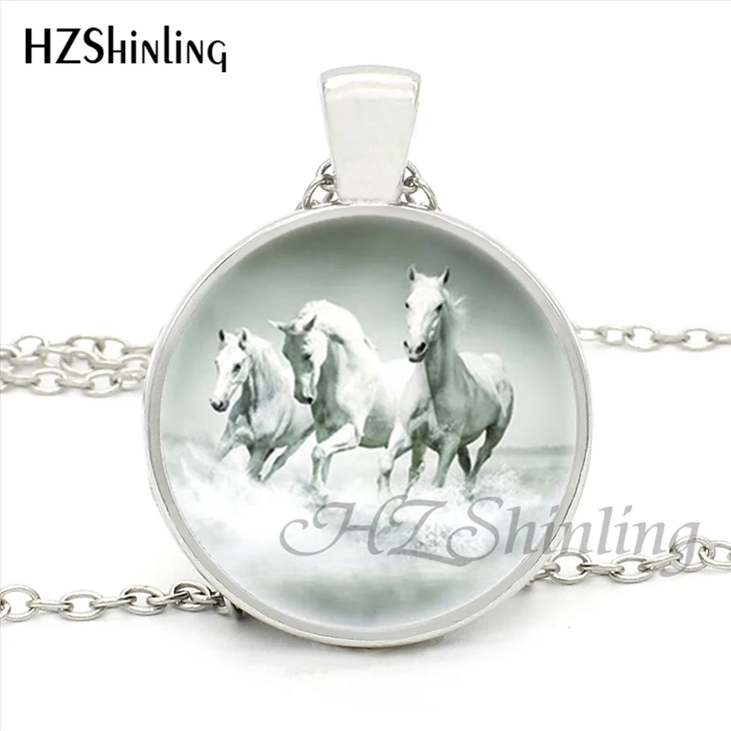 6 HZShinling HZ1-MINI-0029, модное крутое ожерелье с лошадью, стеклянный кабошон ручной работы, ожерелье с подвеской в виде бегущей лошади, ювелирные изделия - Окраска металла: 6