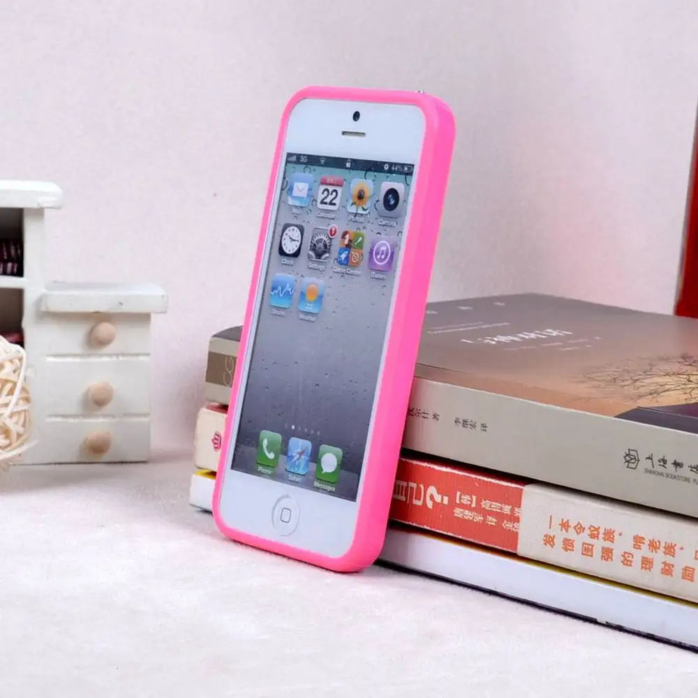pink Однотонный ТПУ pc силиконовый защитный бампер для iphone 5 5s SE защитный чехол для сотового телефона чехол 10 цветов s - Цвет: pink