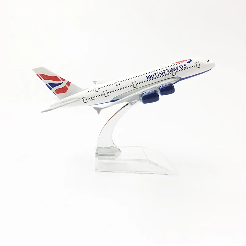 Модель самолета BRITISH AIRWAYS A380, модель самолета, 16 см, игрушечный металлический самолет AIRWAYS с базой, коллекция подарочных игрушек - Цвет: white