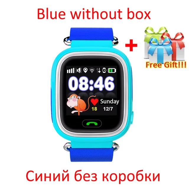 Детские gps умные часы Q90 Wifi сенсорный экран Детские умные часы SOS расположение вызова для детей безопасный анти-потеря монитор PK Q50 Q528 Q80 - Цвет: Blue without BOX