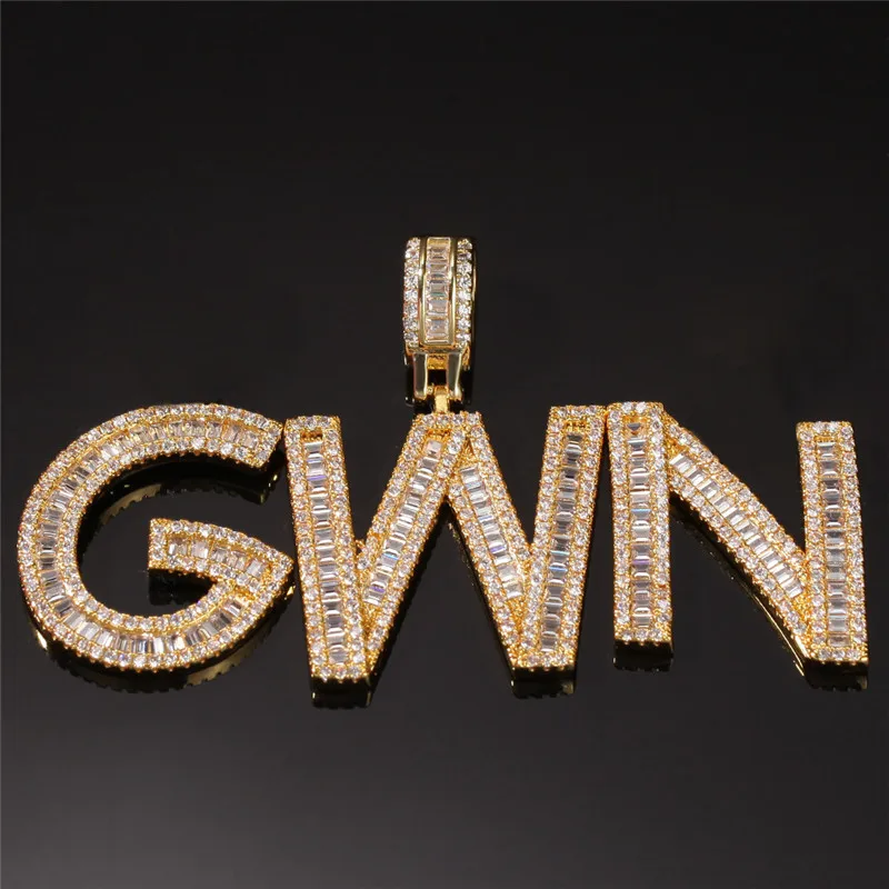 Хип Хоп Пользовательские буквы Bling Iced Out кулон ожерелье для мужчин и женщин