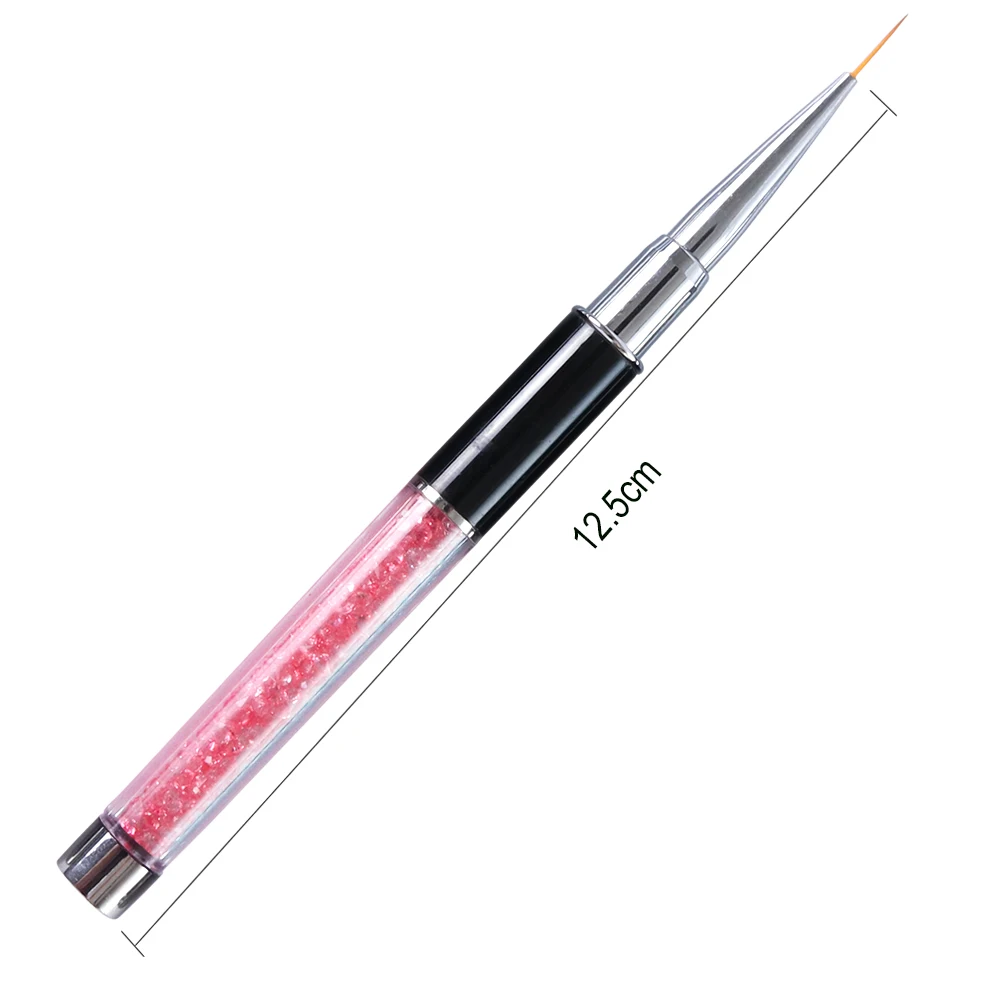 3 pcs/set Nail Art Painted Lines Brushes Nylon Hair Pink Blue Crystal Acrylic Handle Nail Brush Liner Pen Manicure Tools TRP01