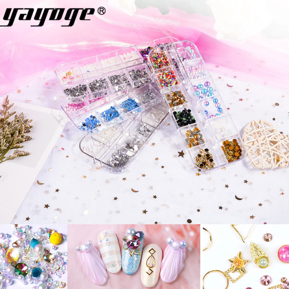 Yayoge nail art glitter decorations Rhinestones for nails accessoires design a manicure crystals glass colorful | Красота и здоровье