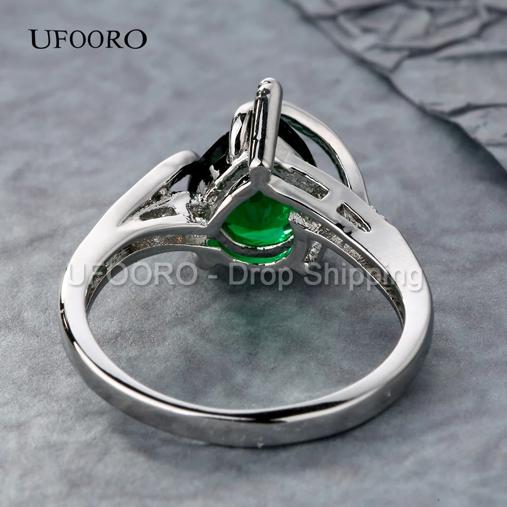 UFOORO водное кольцо 6 ct Циркон с микро проложенным горным хрусталем вокруг