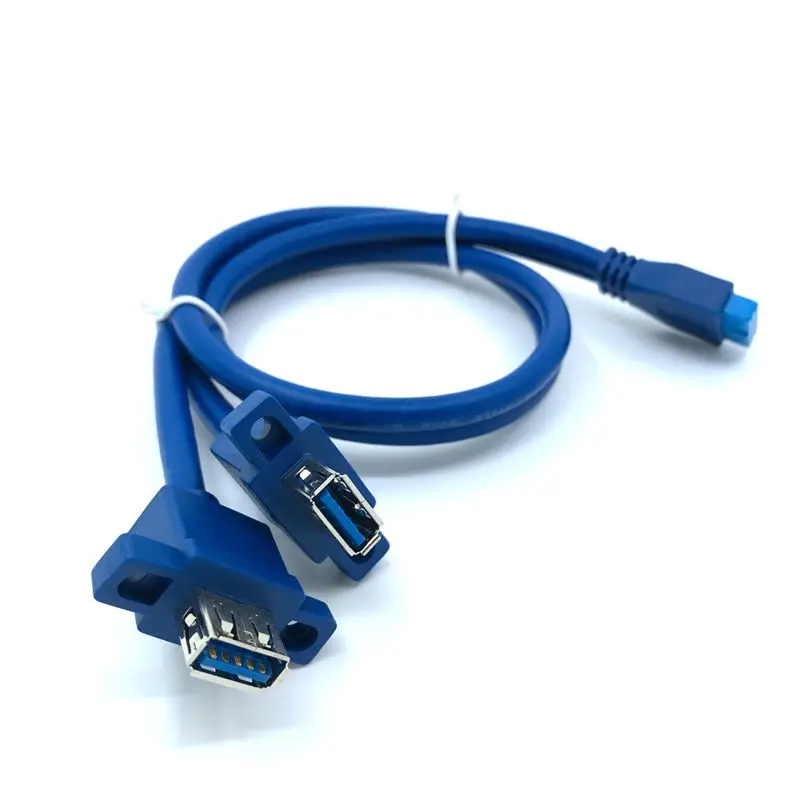 (100 шт./лот) двойной порт USB 3 0 Женский Винт крепление панель тип к материнской