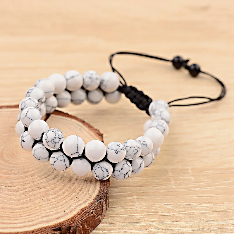 Классический мужской браслет из натурального камня женский для йоги черная лава