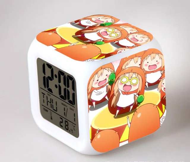 Японское аниме Himouto! Umaru-chan светодиодный цифровой будильник с 7 цветами, детский Ночной светильник, часы для спальни, reloj despertador - Цвет: Коричневый