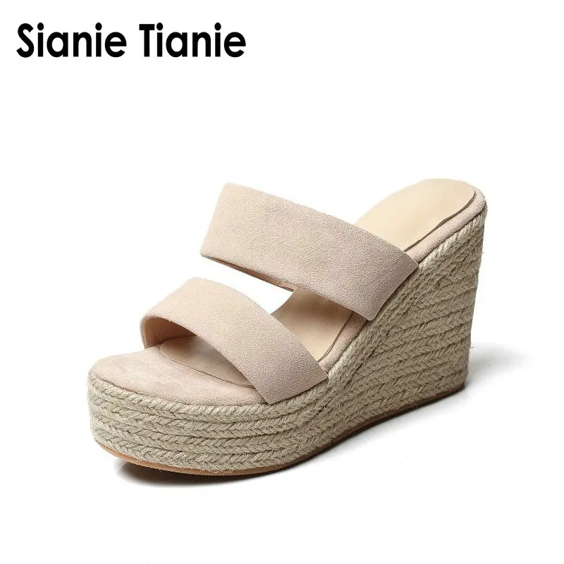 Sianie Tianie 2019 летние натуральная кожа замша на платформе Обувь высоком каблуке