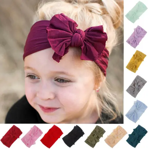 Cute Elastic Newborn Baby Hairband Nylon Headband Girls Hair Band Single Layer Bowknot Turban | Детская одежда и обувь