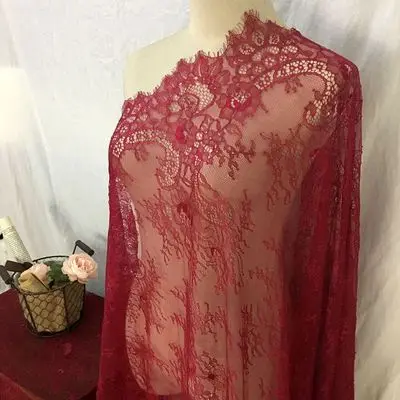 Jujube red Мягкий перспективный тонкий кружевной кружева свадебные аксессуары; Фата ресницы кружевной ткани декоративный материал - Цвет: Jujube red