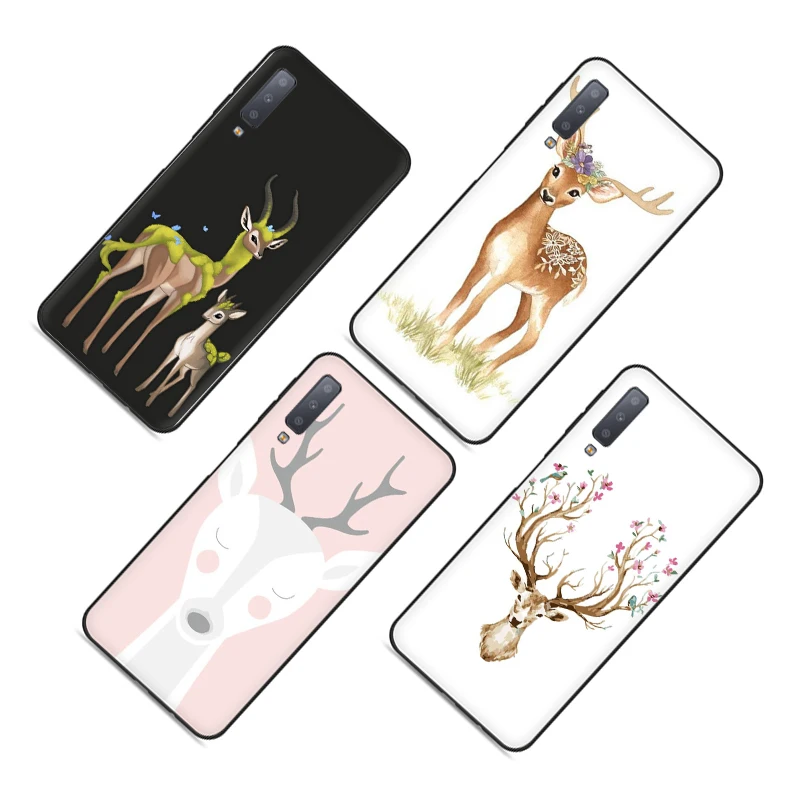 Мягкий чехол с милым оленем для Samsung Galaxy A5 A6 A7 A8 A9 A10S A20S A30S A40S A50S A60 A70 J6 | Мобильные
