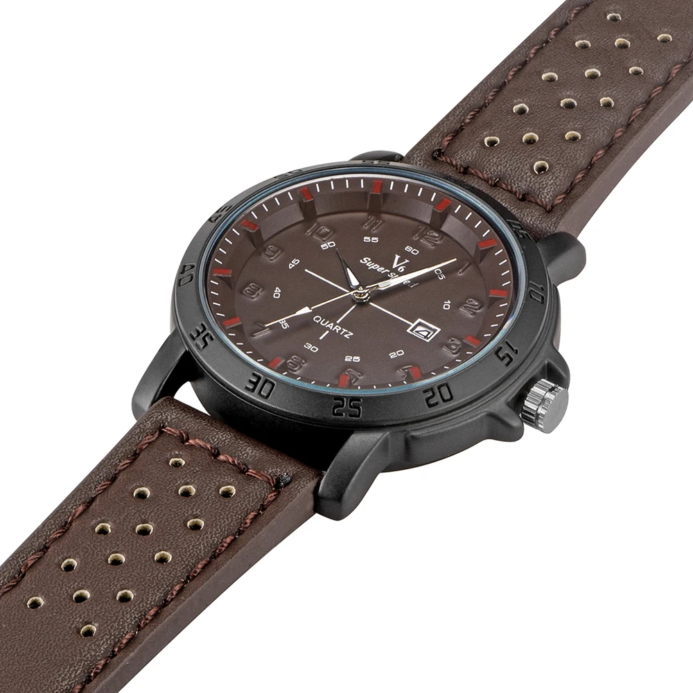 Новые Брендовые повседневные мужские часы V6 винтажные водонепроницаемые