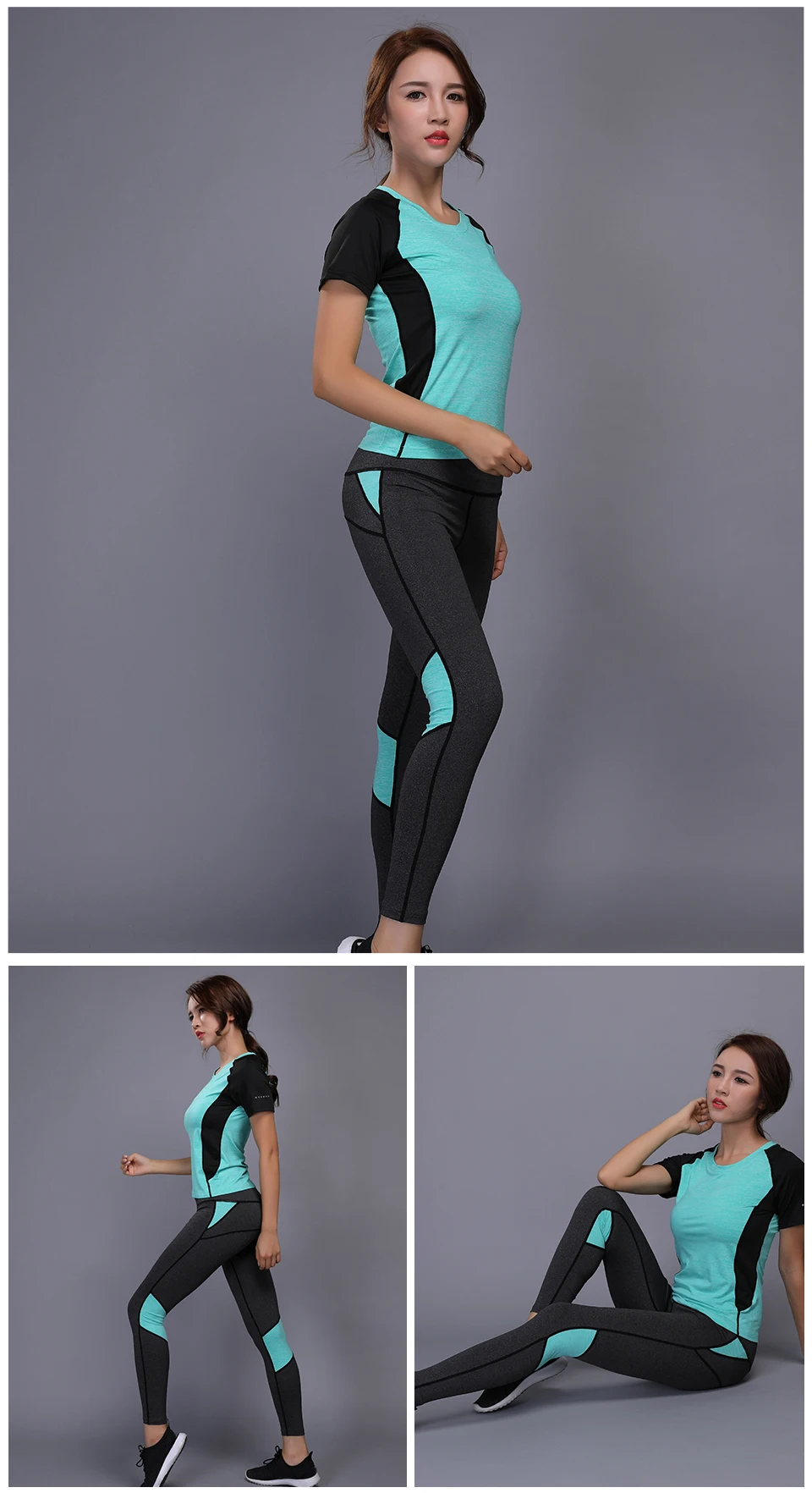 Yoloey, быстросохнущая спортивная одежда, леггинсы для спортзала, женская футболка, костюм, трико для фитнеса, спортивный костюм, набор для бега, йоги, женский спортивный костюм