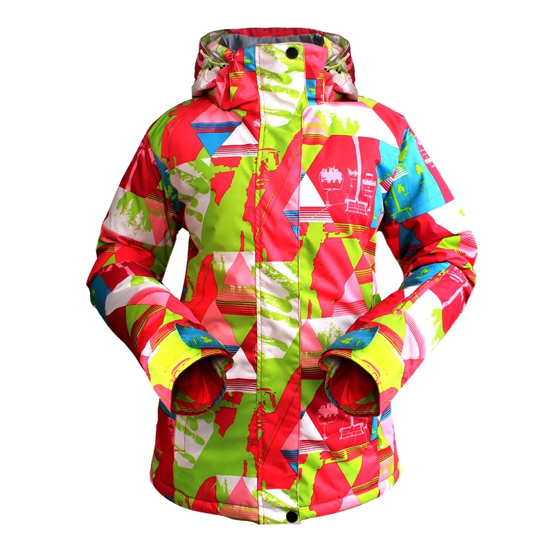 Женская спортивная яркая лыжная куртка водонепроницаемая Зимняя Толстая теплая