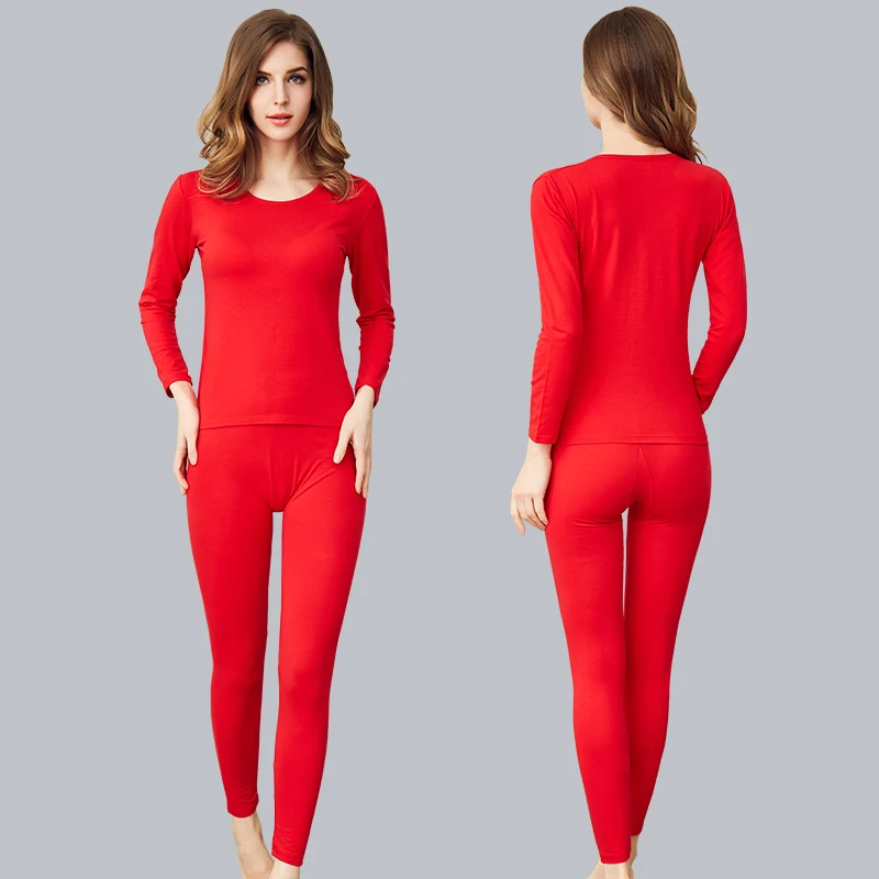 2018 зимние кальсоны женское однотонное нижнее белье теплые костюмы с круглым