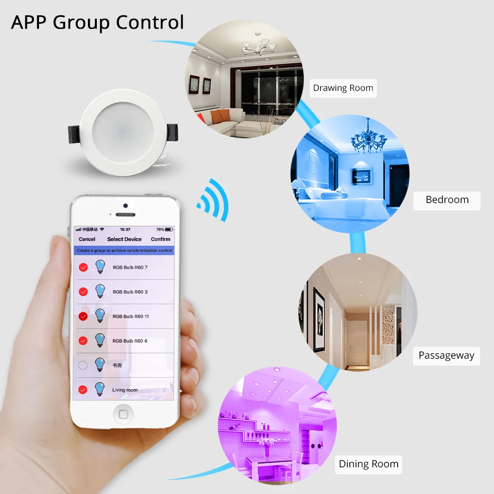 Zemismart 2 5 дюймов 7 Вт WiFi RGBCW светодиодный светильник Голосовое управление Alexa Google