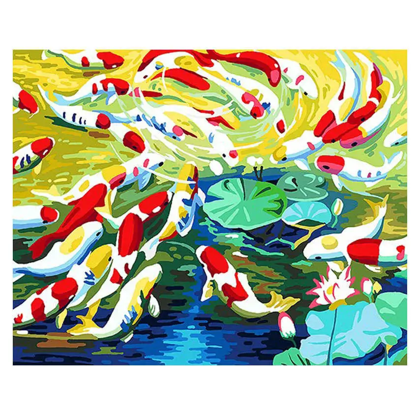 fish painting 6 Раскраска по номерам, абстрактная картина, красочная женщина, холст, Раскраска по номерам - Цвет: fish painting 6