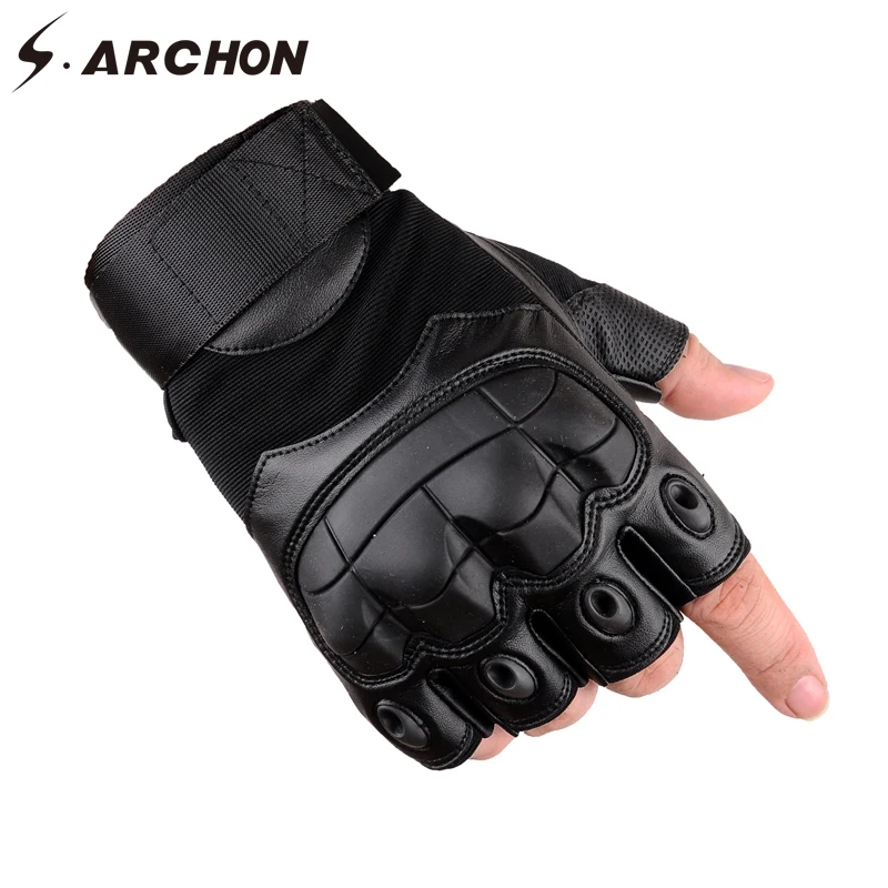 Мужские тактические перчатки без пальцев S.ARCHON противоскользящие мотоциклетные