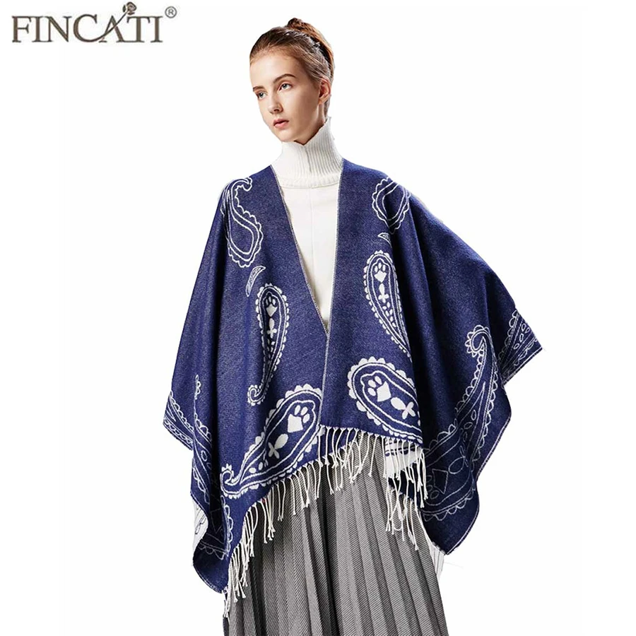 

Women Large Scarves Poncho Cardigans Christmas Gift Lady Soft Warm Thicken Soft Outwear Clothes Ethnic Style Tops 130*150 cm