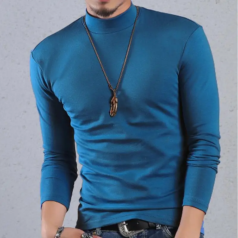blue 3 шт./лот футболка мужская с длинным рукавом Футболка мужская 6XL Половина Водолазка плотная Термофутболка зимняя модная повседневная весенне-осенняя рубашка - Цвет: blue