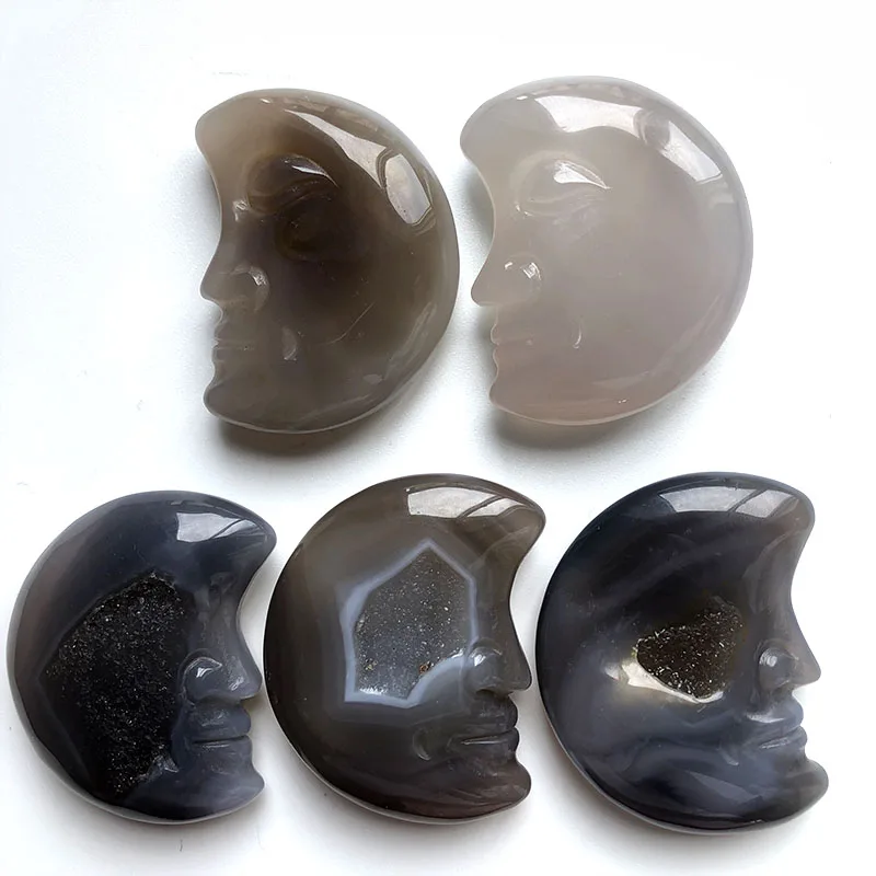 Натуральный кристаллический Агат кулон в виде черепа Geode ручной работы