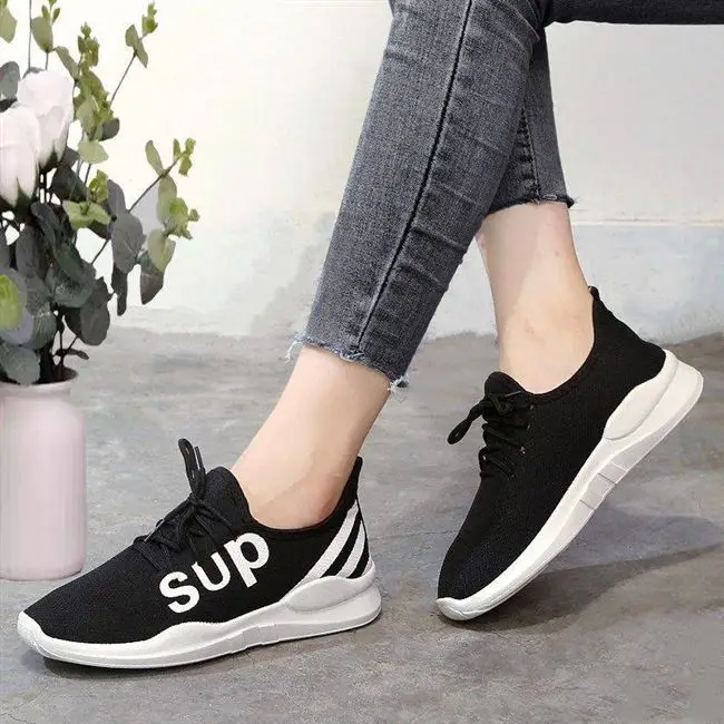 2019 женская повседневная обувь модная дышащая прогулочная сетчатая на плоской